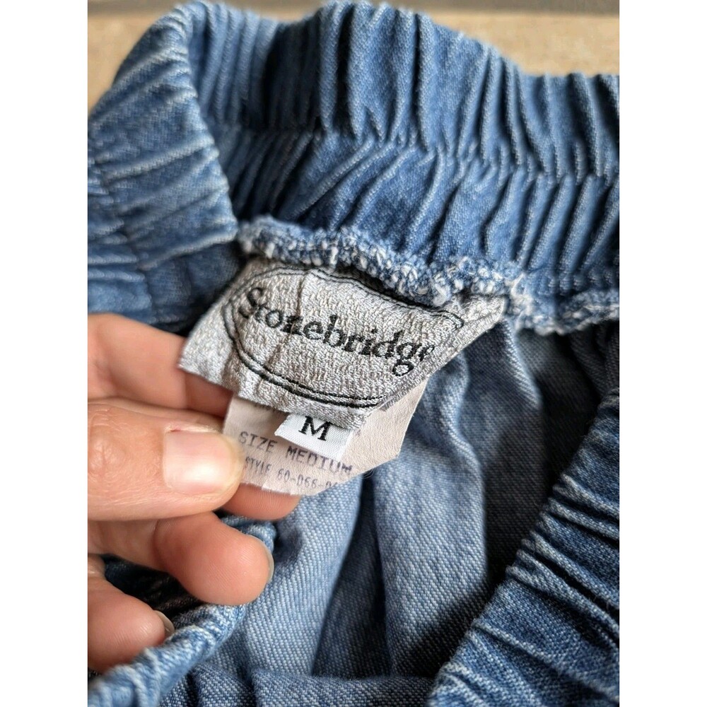 Vintage Medium Country Denim Cotton Skirt Elastic tiered Stars Stripes Rodeo USA - Picture 4 of 9